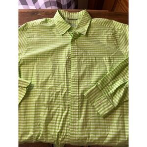 Vineyard Vines Mens XL On-The-Go Performance brrr Gingham Shirt Green White